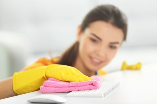 Stain treatment on a rug during Queens Park cleaning